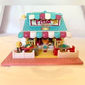Vintage 1993 Bluebird Co Polly Pocket Pizza Parlor w/2 DOLLS & WORKING LIGHTS